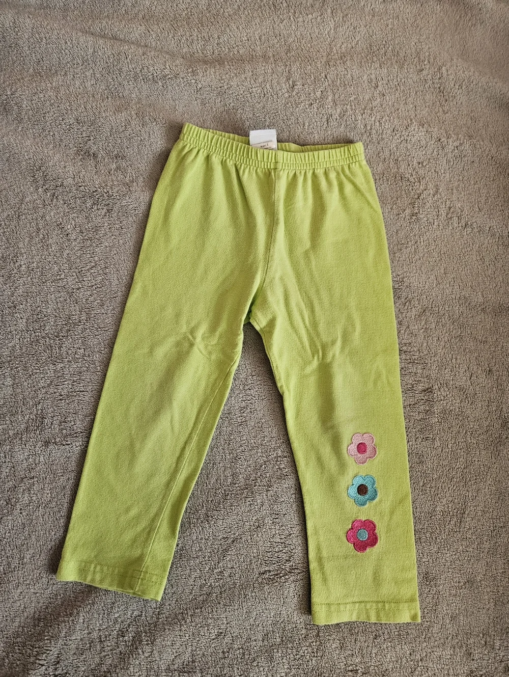 Girls 2T Striped Pink & Green Embroidered Flower Matching